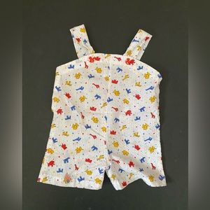 Vintage Handmade Baby Unisex baby Overalls Shirt Motif Animal Print cotton